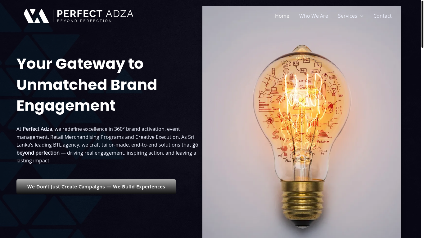 website screenshot of https://perfectadza.lk/