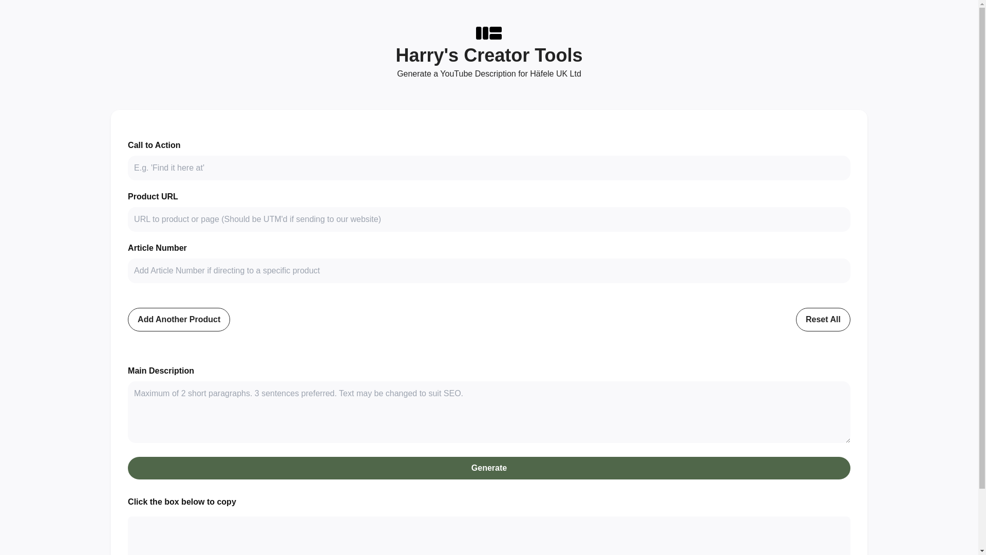 website screenshot of https://hafeleyoutubedescgen.pages.dev/
