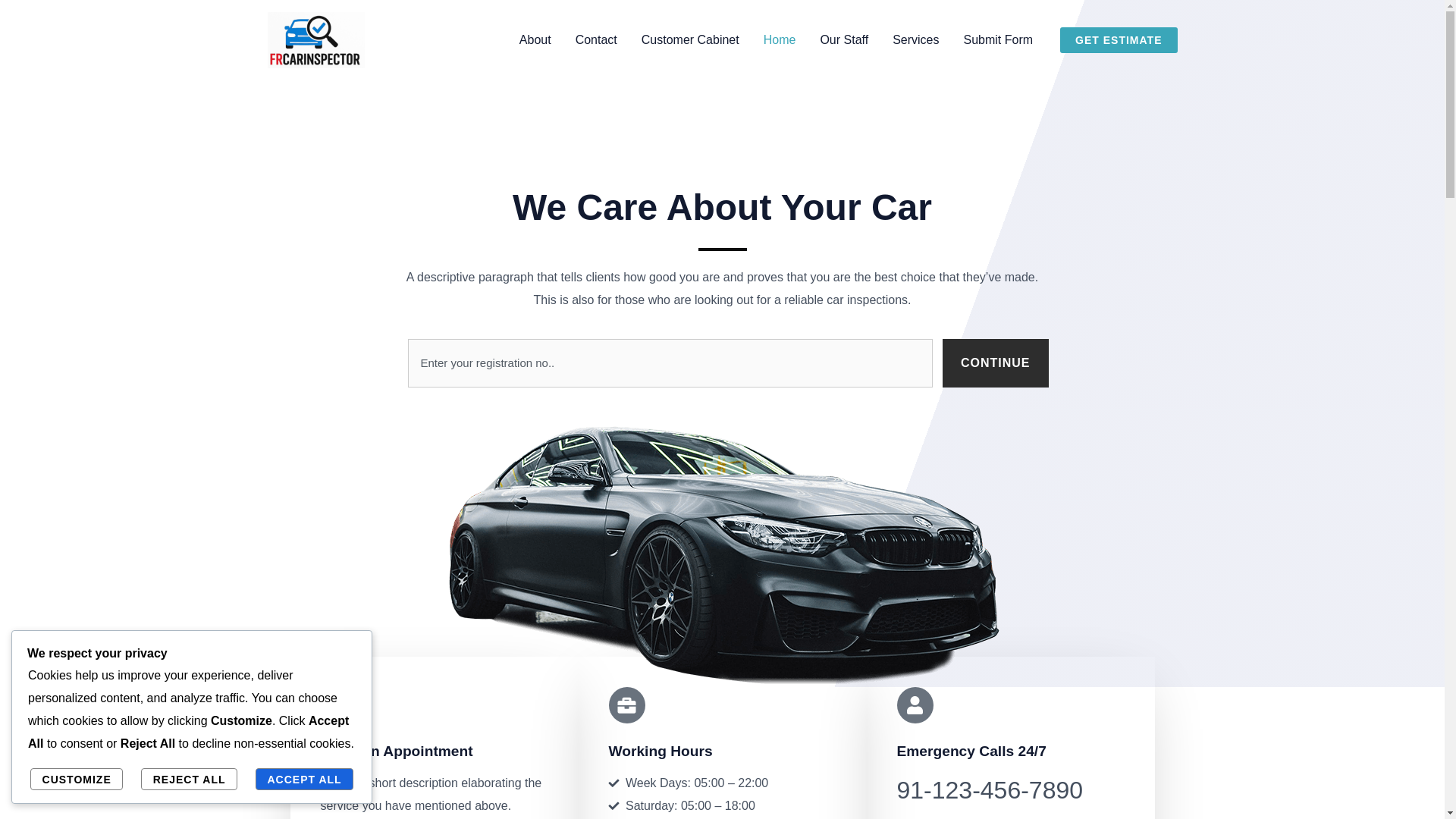 website screenshot of https://frcarinspector.com/
