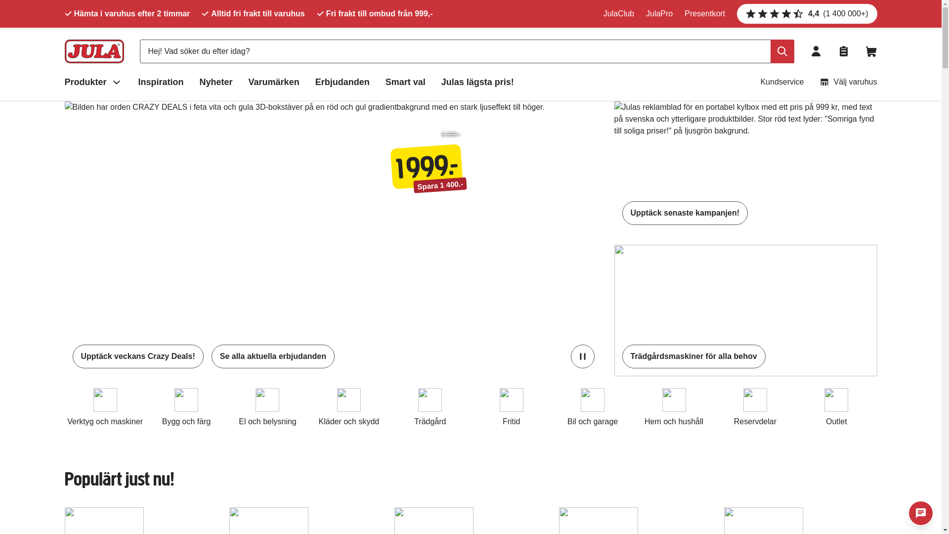 website screenshot of https://www.jula.se/