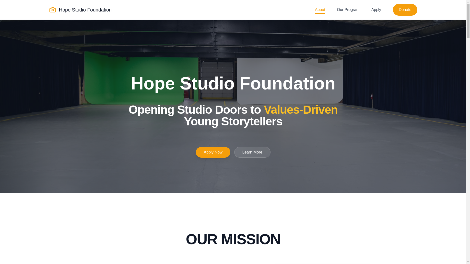 website screenshot of https://hopestudiofoundation.com/