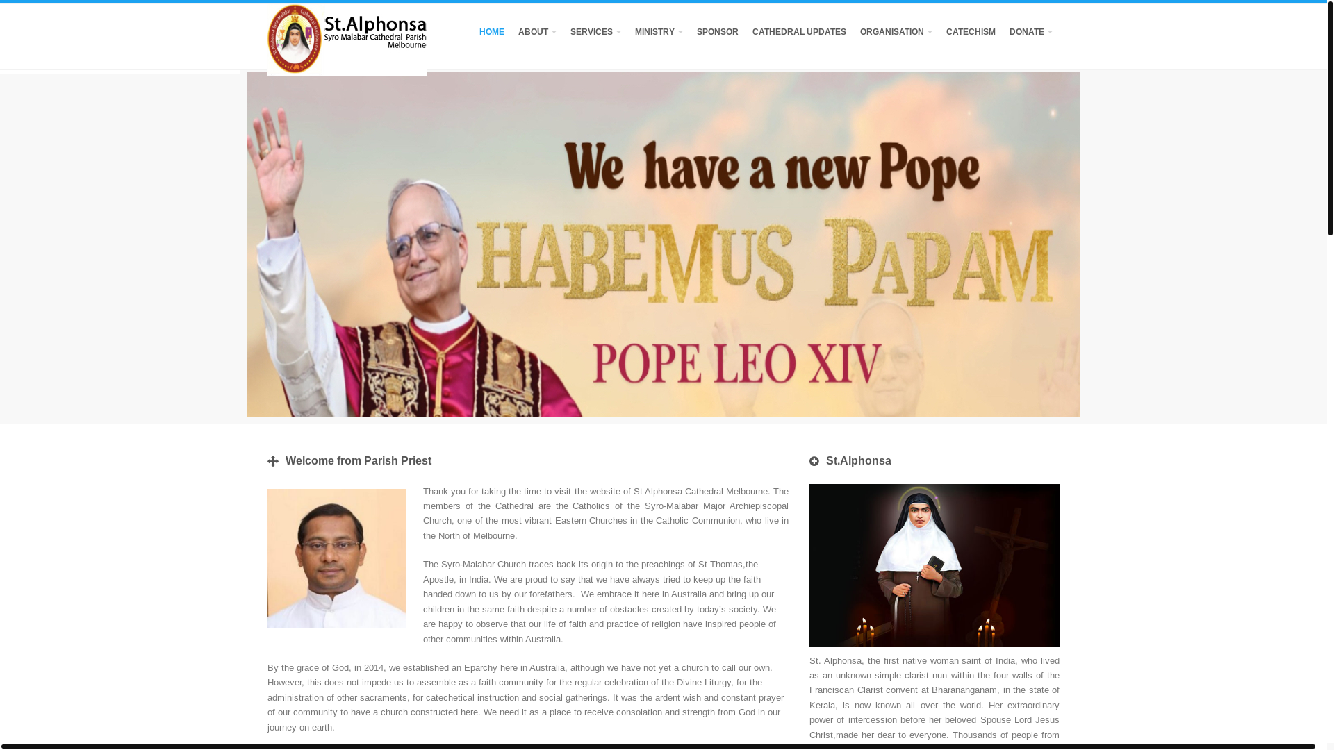website screenshot of https://www.alphonsacathedral.church/