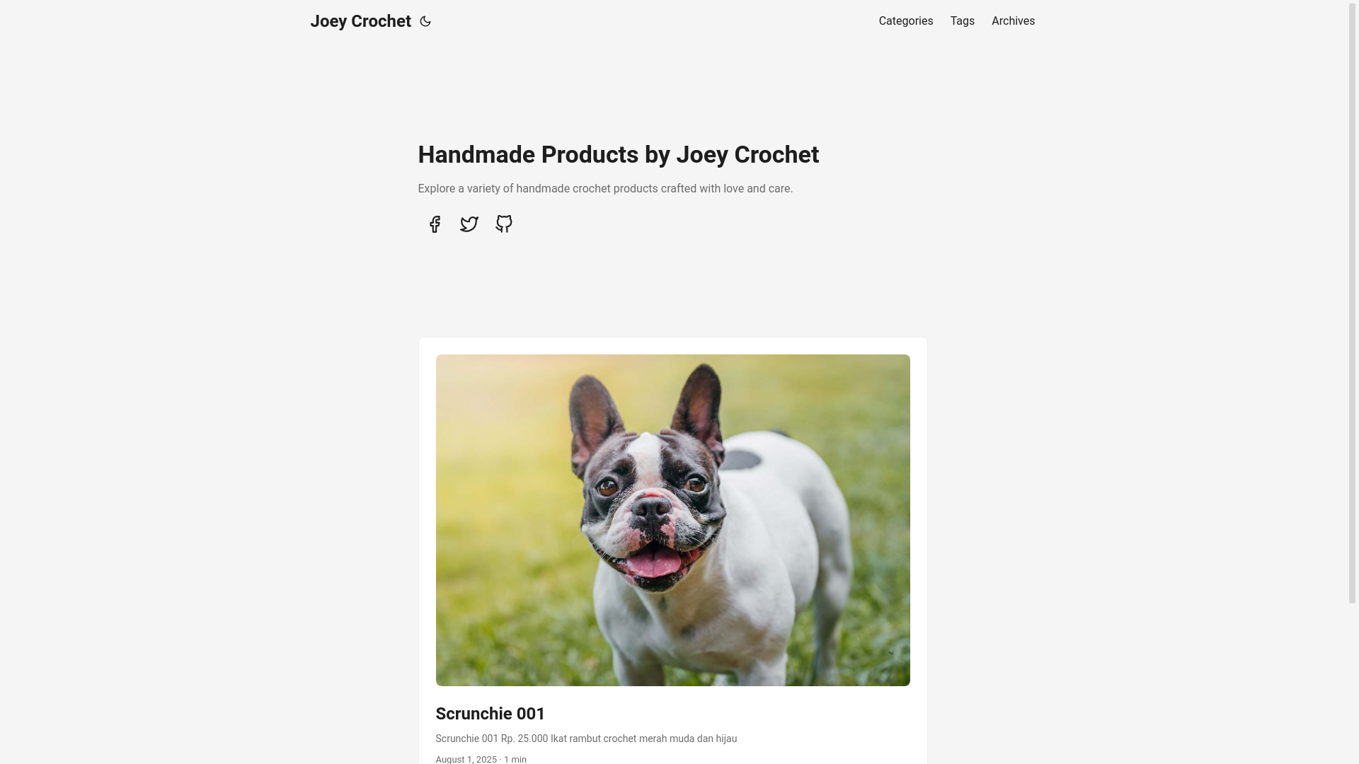 website screenshot of https://joey-crochet.pages.dev/