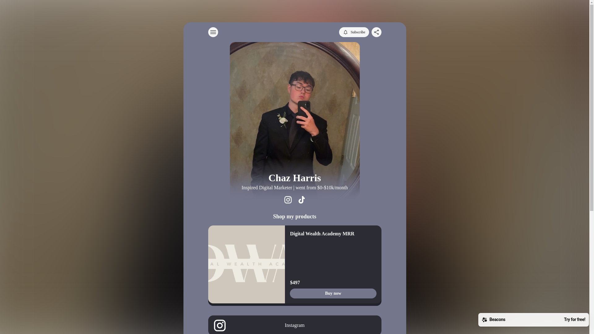 website screenshot of https://chazharris06.com/