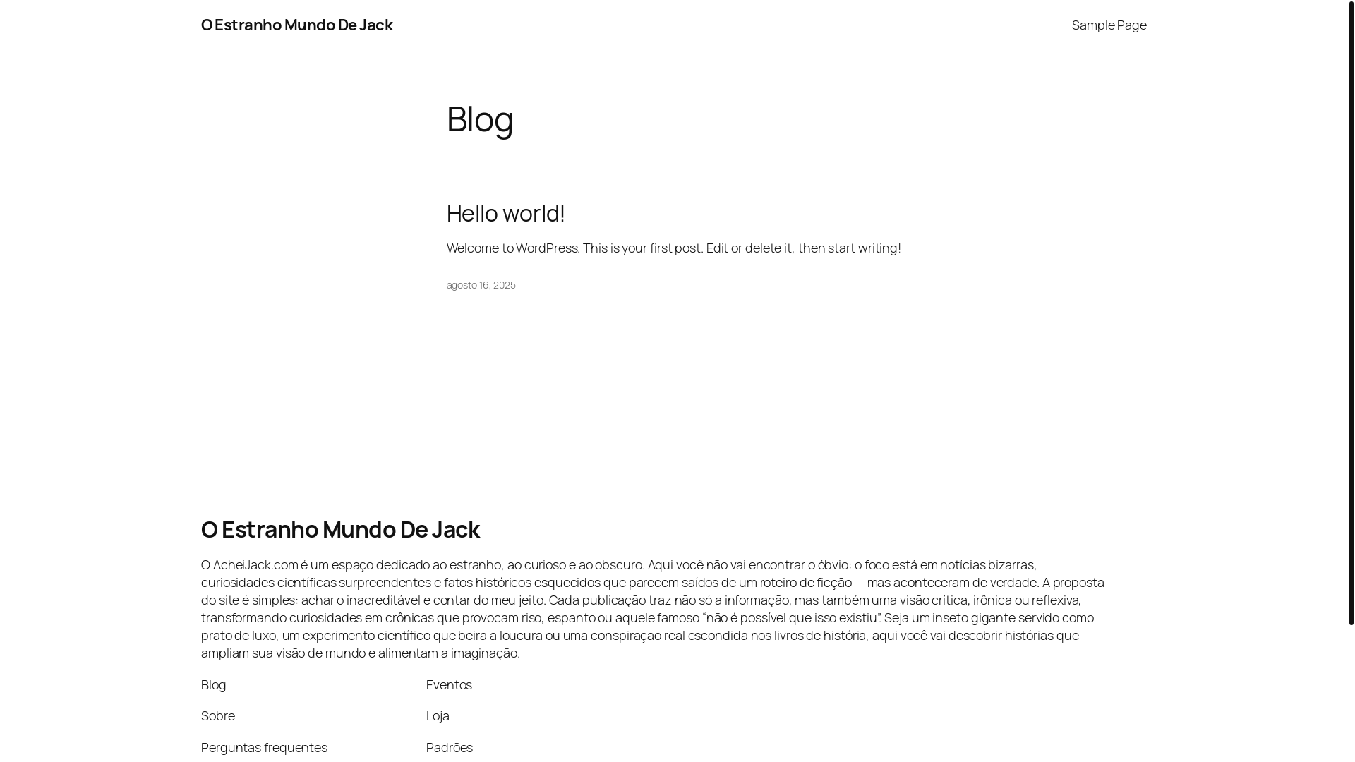 website screenshot of https://oestranhomundodejack.com/