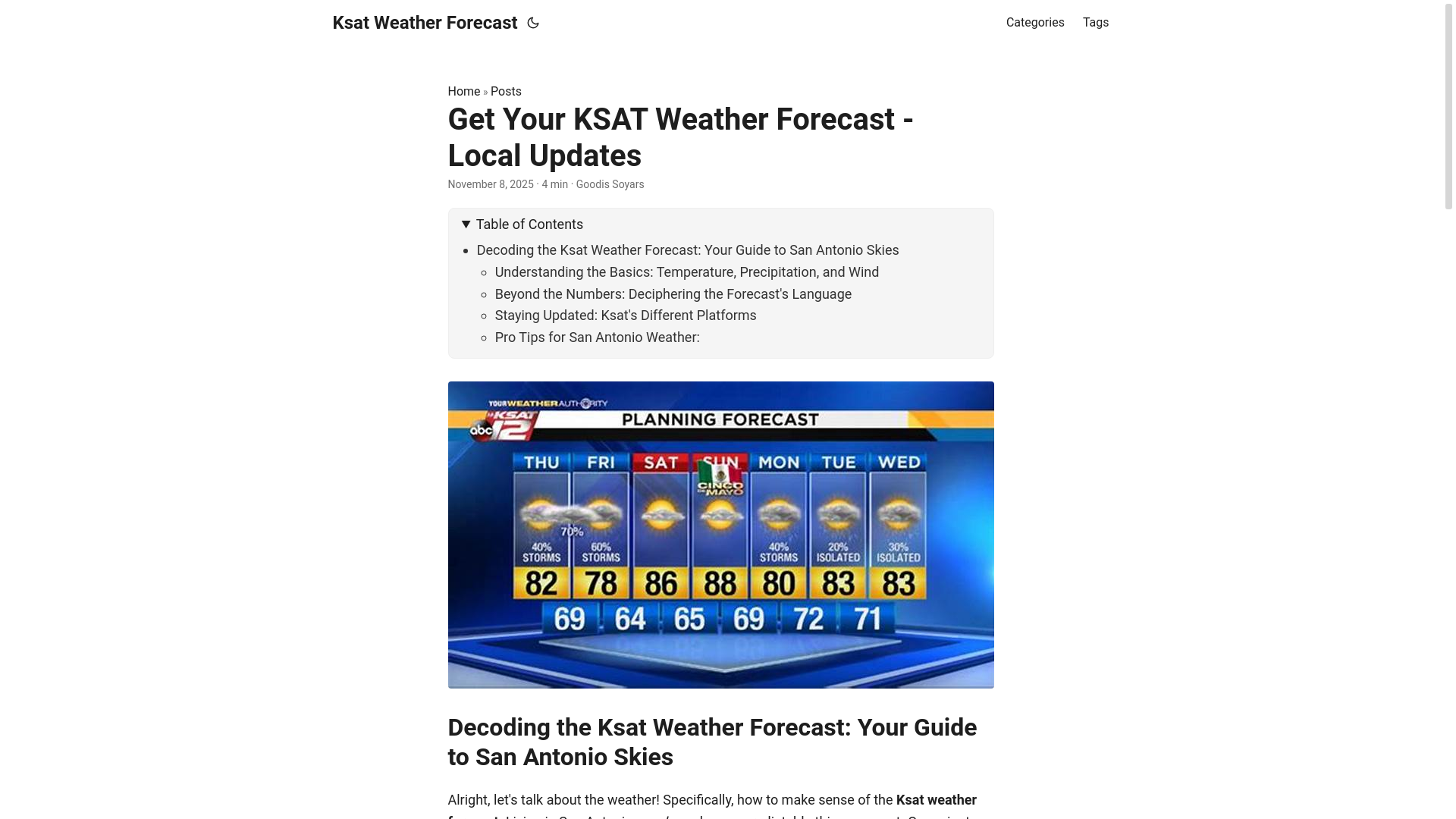 website screenshot of https://ksat-weather-forecast.pages.dev/