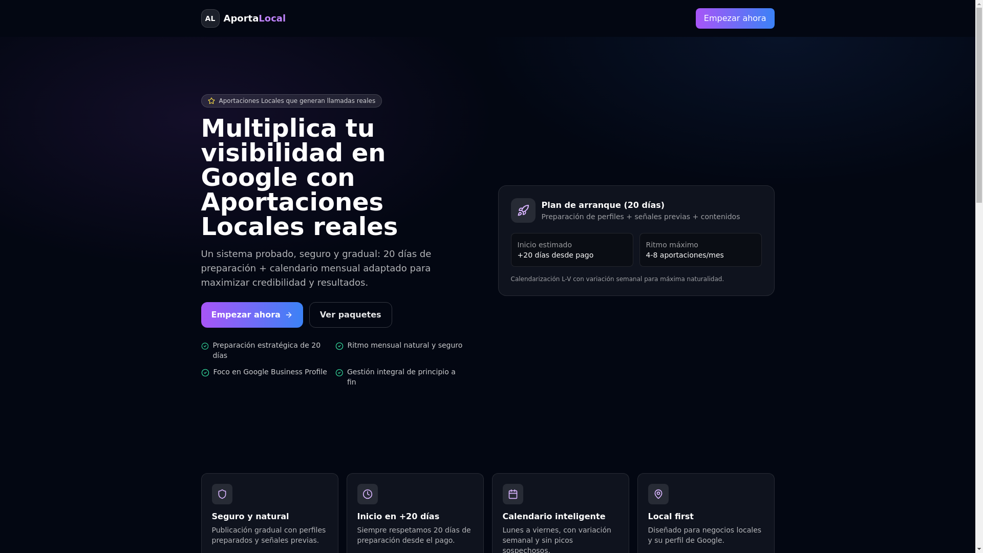 website screenshot of https://aportacioneslocales.online/