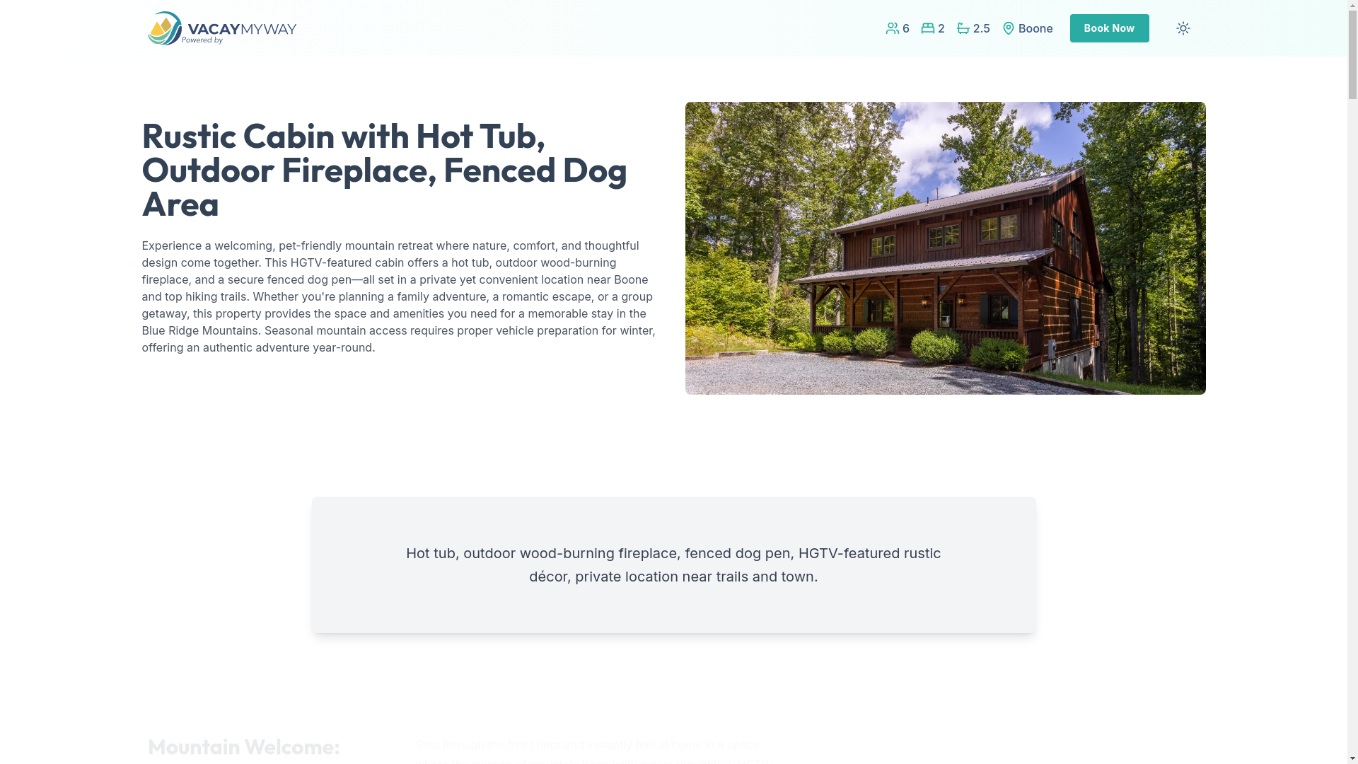 website screenshot of https://boonehottub.house/