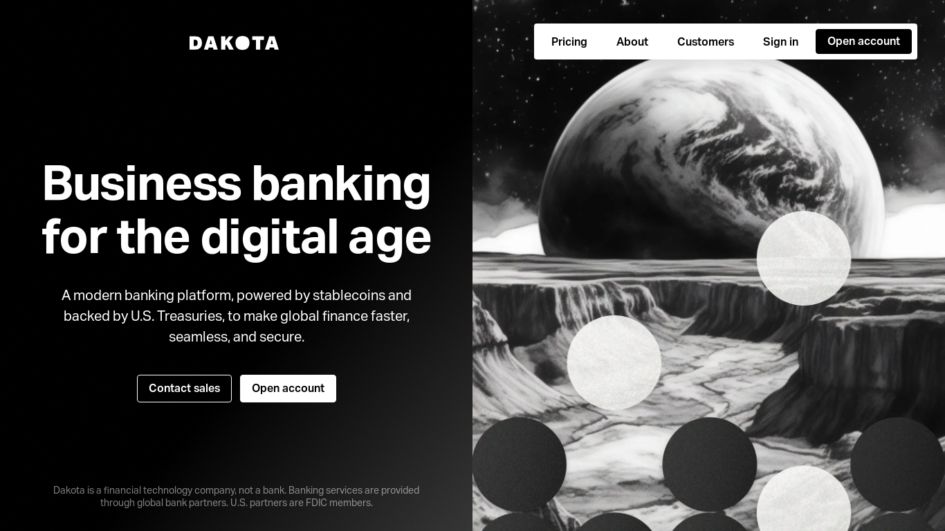 website screenshot of https://www.dakota.xyz/