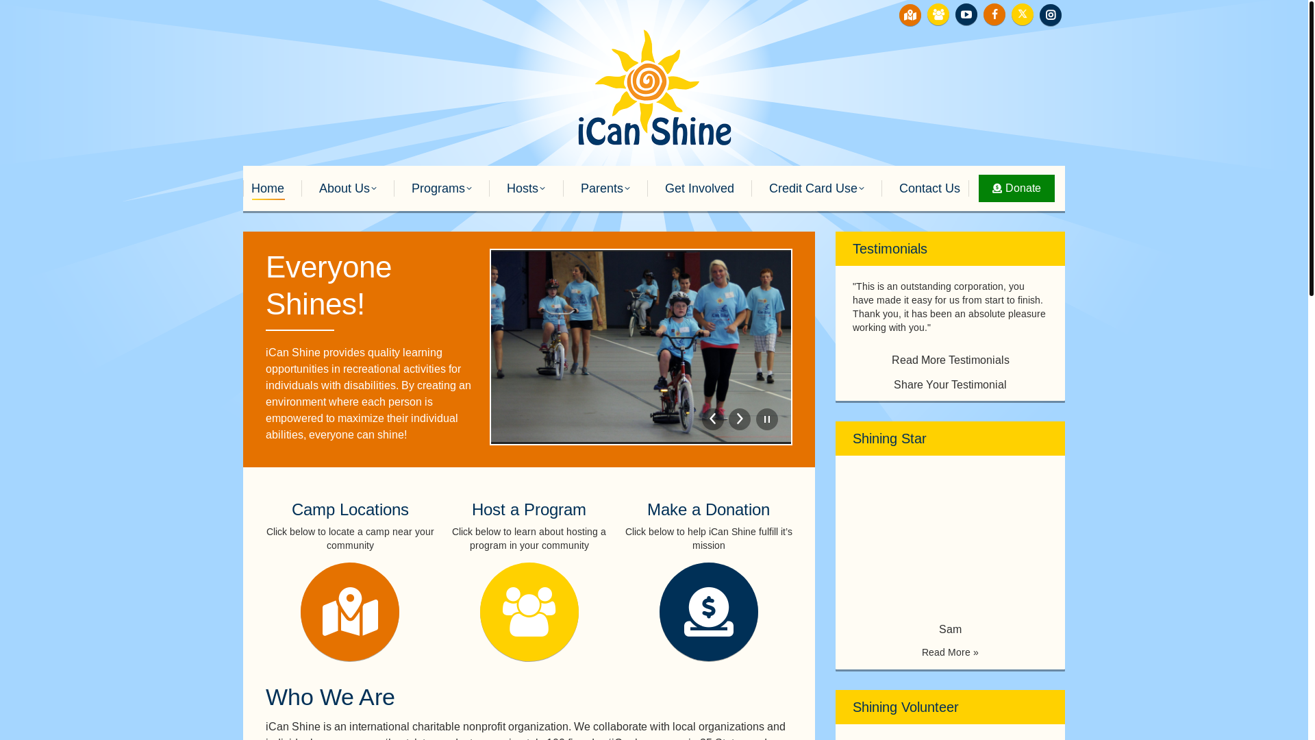 website screenshot of https://icanshineproject.org/