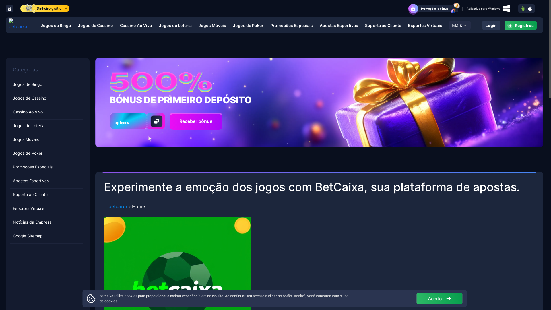 website screenshot of https://betcaixabet.com/