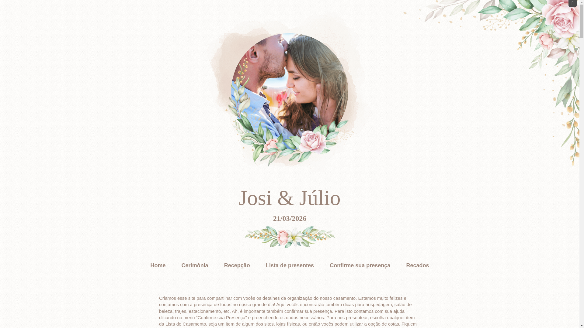 website screenshot of https://casamentojosiejulio.com.br/