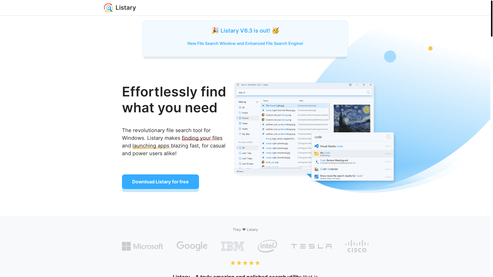 website screenshot of https://listary.com