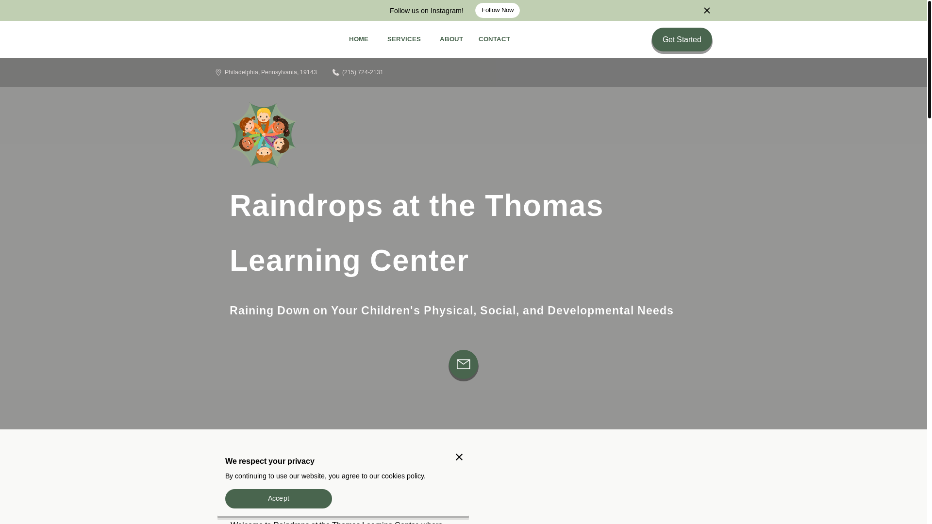website screenshot of https://raindropslearningcenter.com/