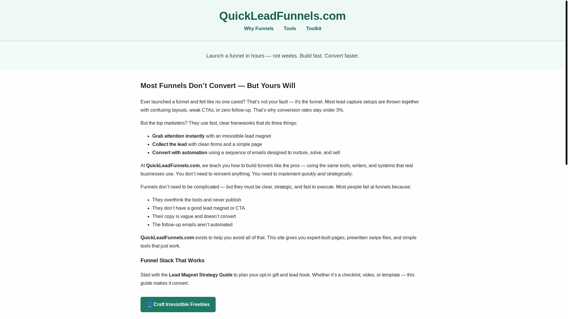 website screenshot of https://quickleadfunnels.pages.dev/