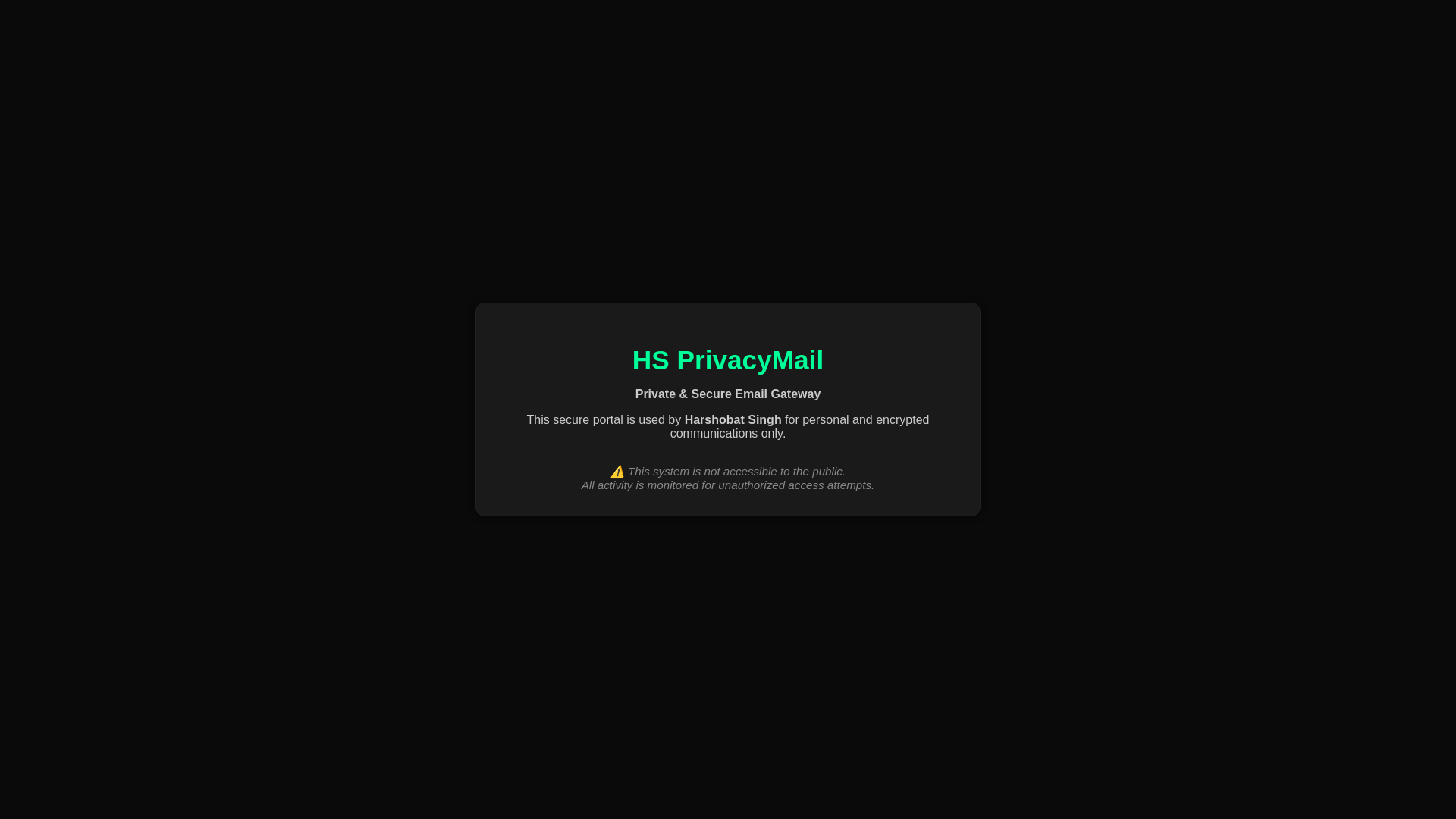 website screenshot of https://hsprivacymail.com/