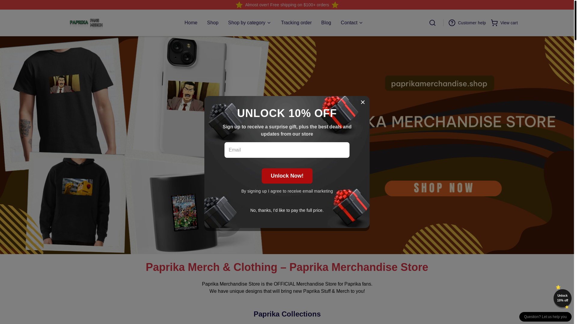 website screenshot of https://paprikamerchandise.shop/
