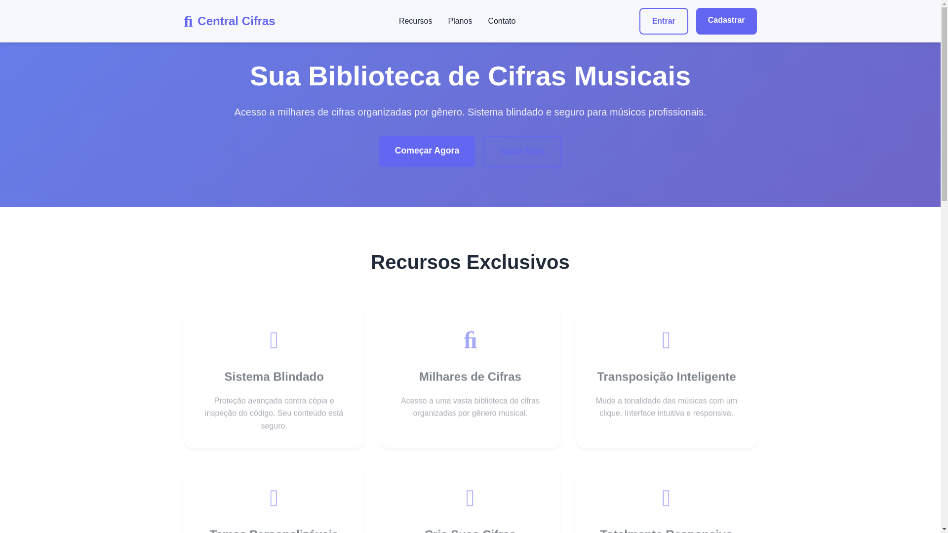 website screenshot of https://centralcifras.com.br/