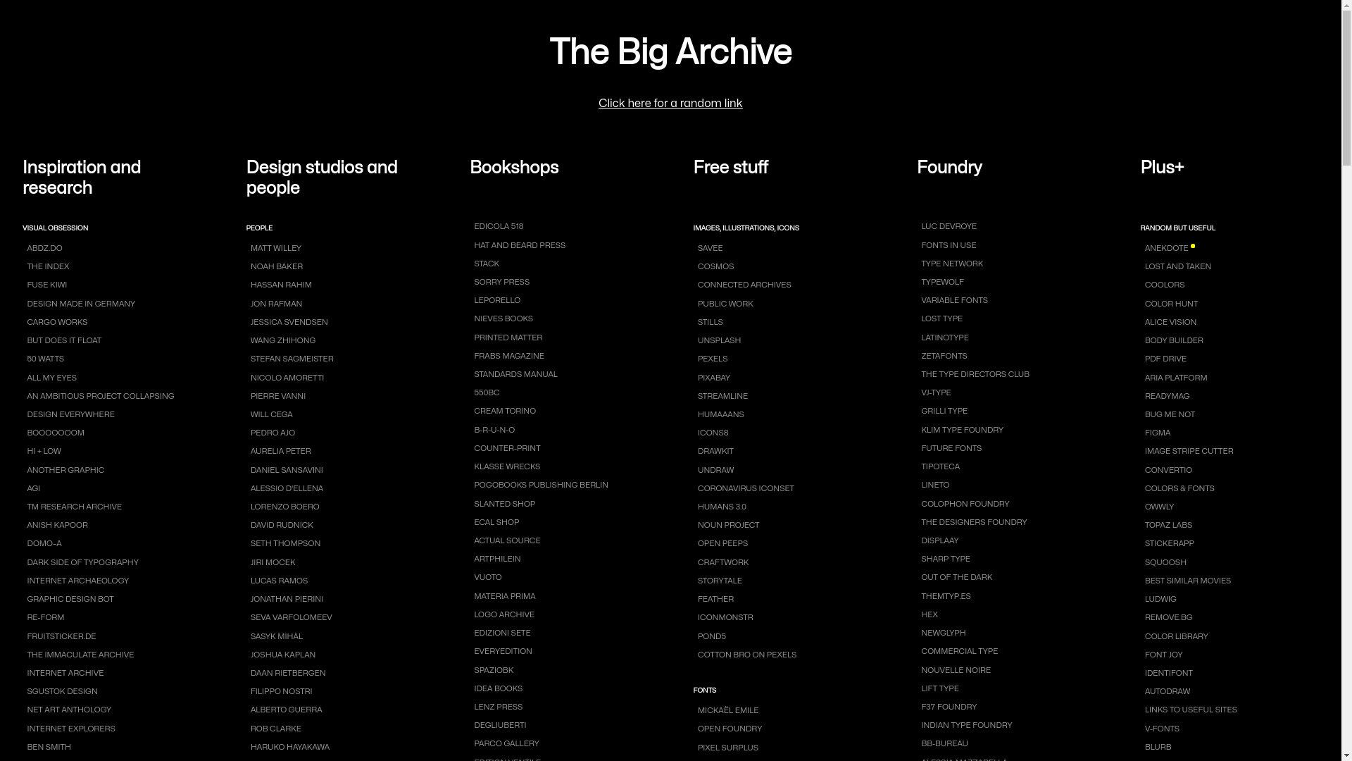website screenshot of https://thebigarchive.pages.dev/