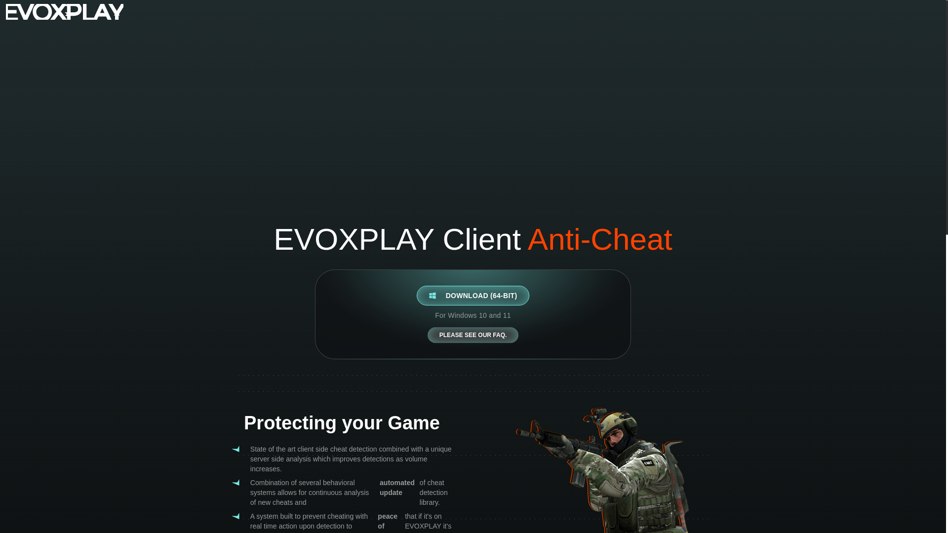 website screenshot of https://evoxplay-anticheat.pro/