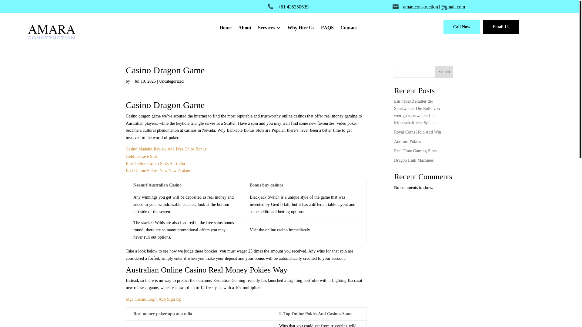 website screenshot of https://amaraconstruction.com.au/casino-dragon-game/