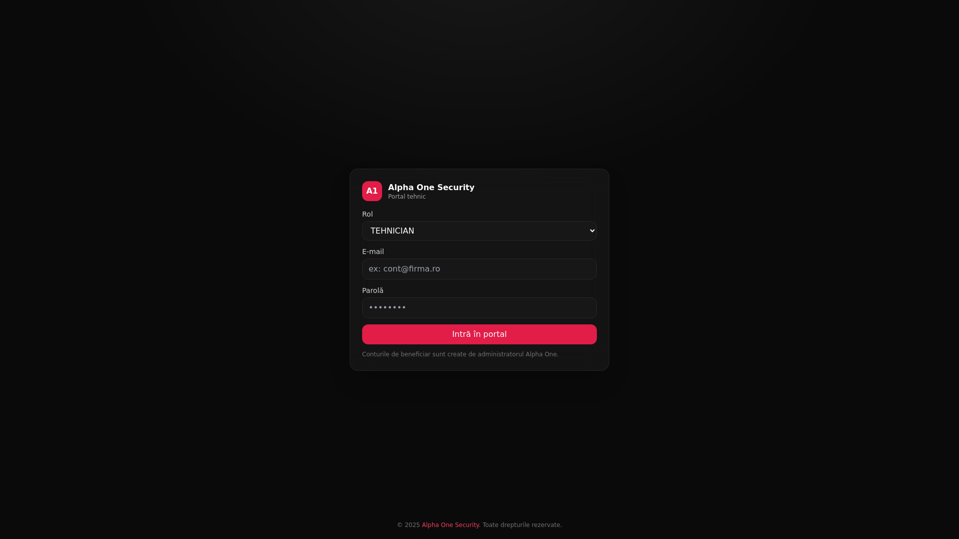website screenshot of https://alphaonesecurity.ro/