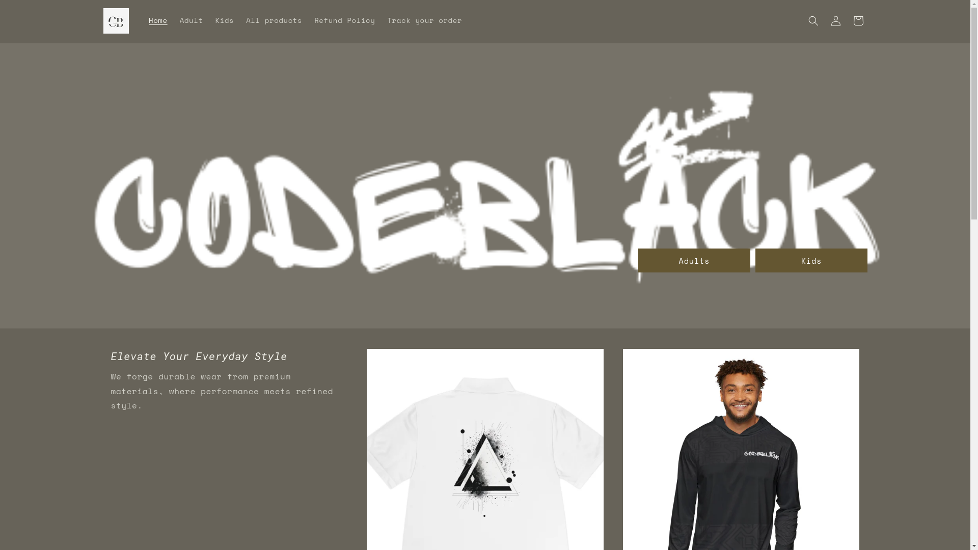 website screenshot of https://codeblackclothing.store/