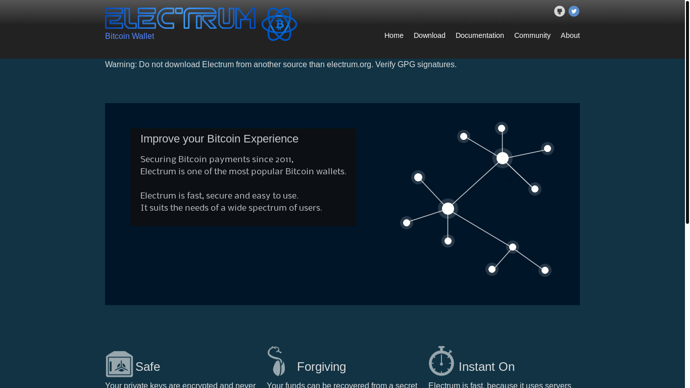 website screenshot of https://electrum.co.nl/