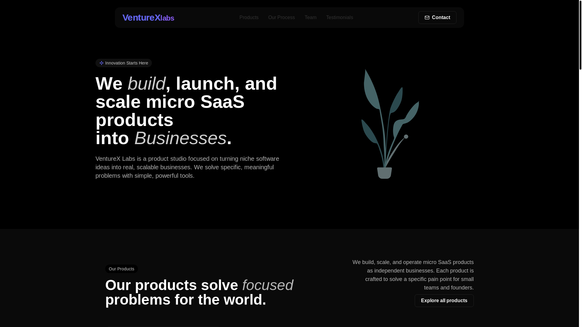 website screenshot of https://venturexlabs.pages.dev/