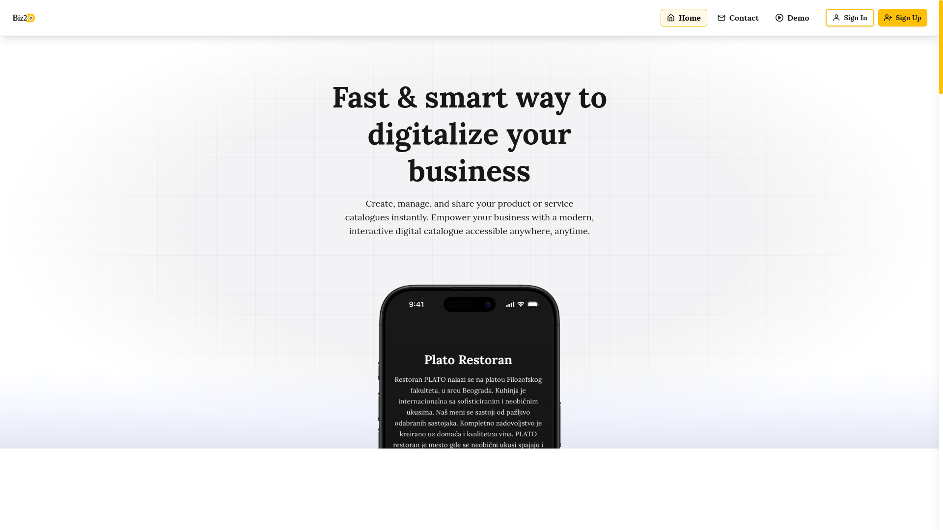 website screenshot of https://quicktalog.app/