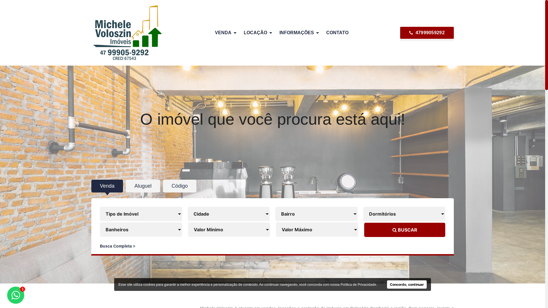 website screenshot of https://michelevoloszinimoveis.com.br/