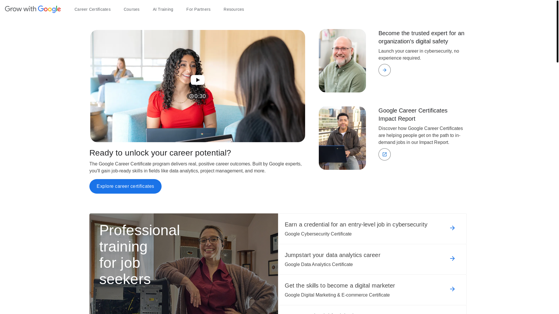 website screenshot of https://grow.google/