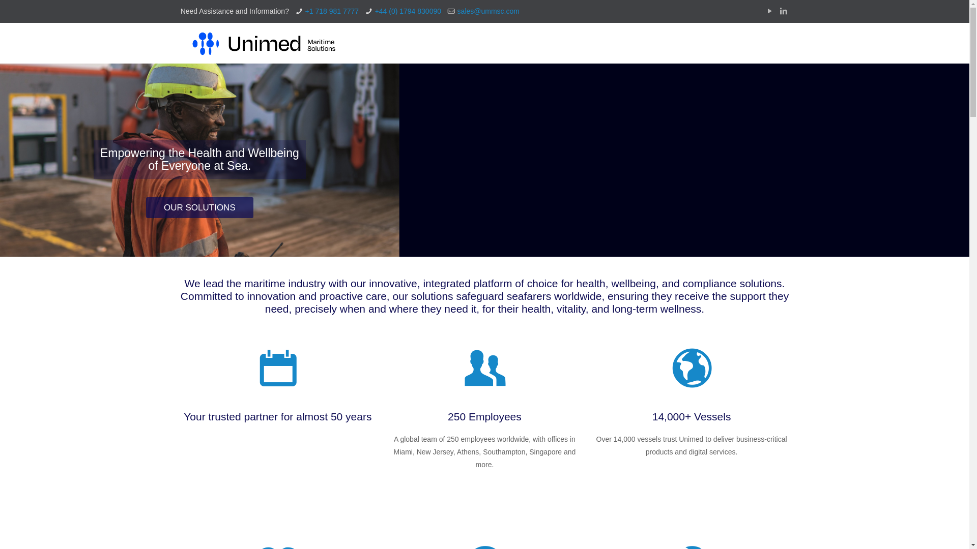 website screenshot of https://universalmarinemedical.com/
