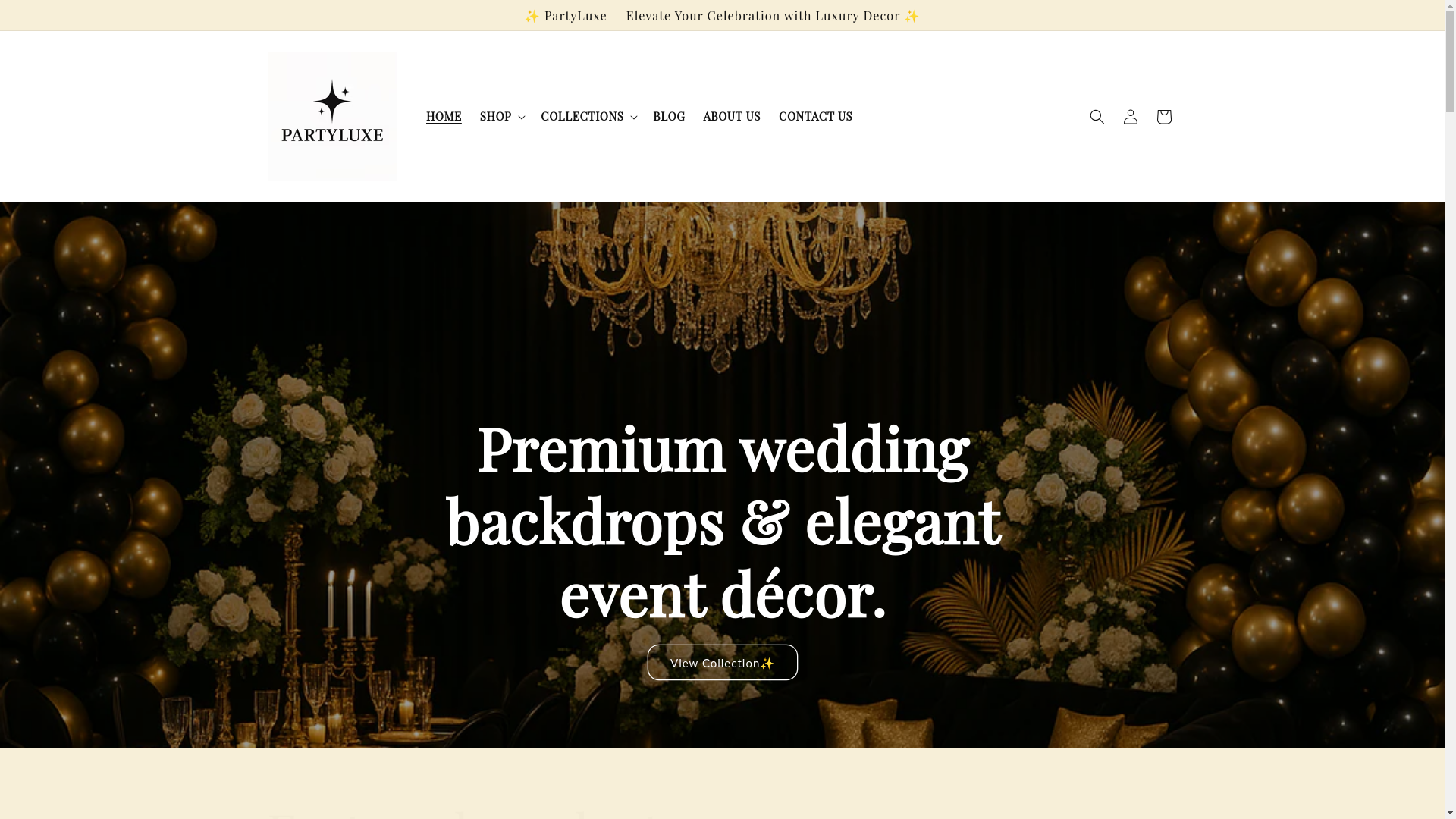 website screenshot of https://party-luxe.com/