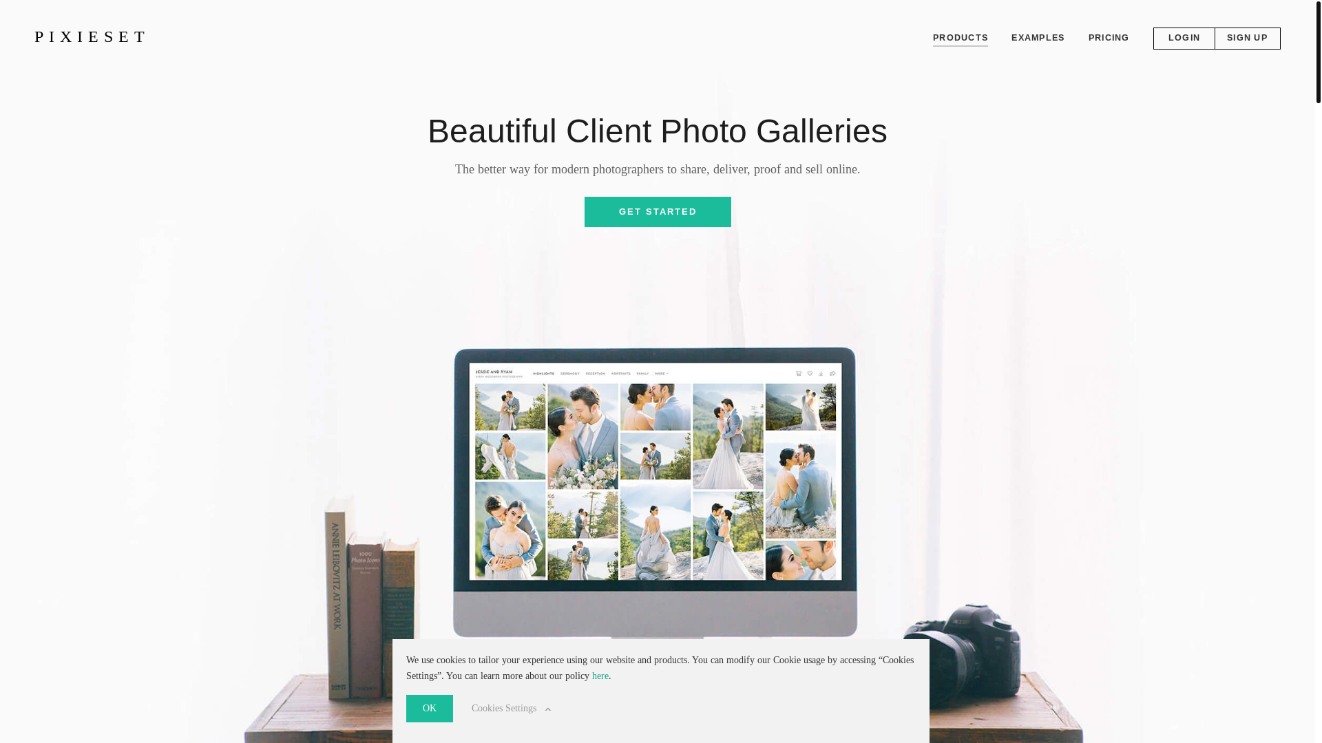 website screenshot of https://pixieset.com/
