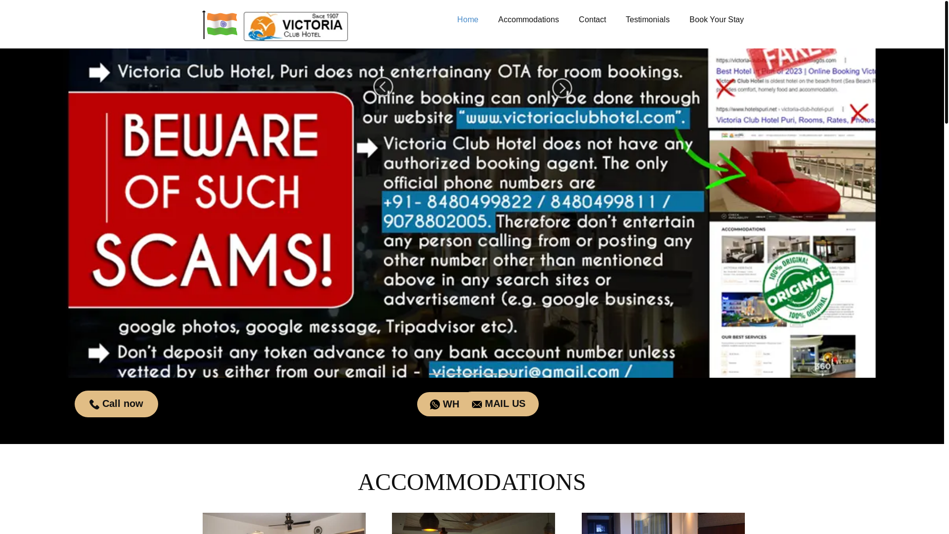 website screenshot of https://victoriaclubhotelroom.com/