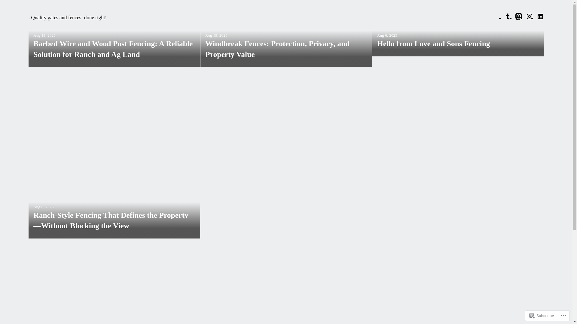 website screenshot of https://loveandsonsfencing.com/