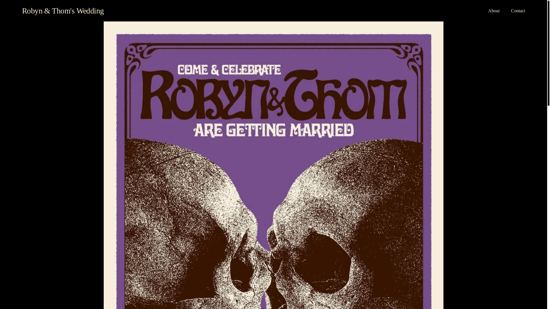 website screenshot of https://robynandthomswedding.co.uk/