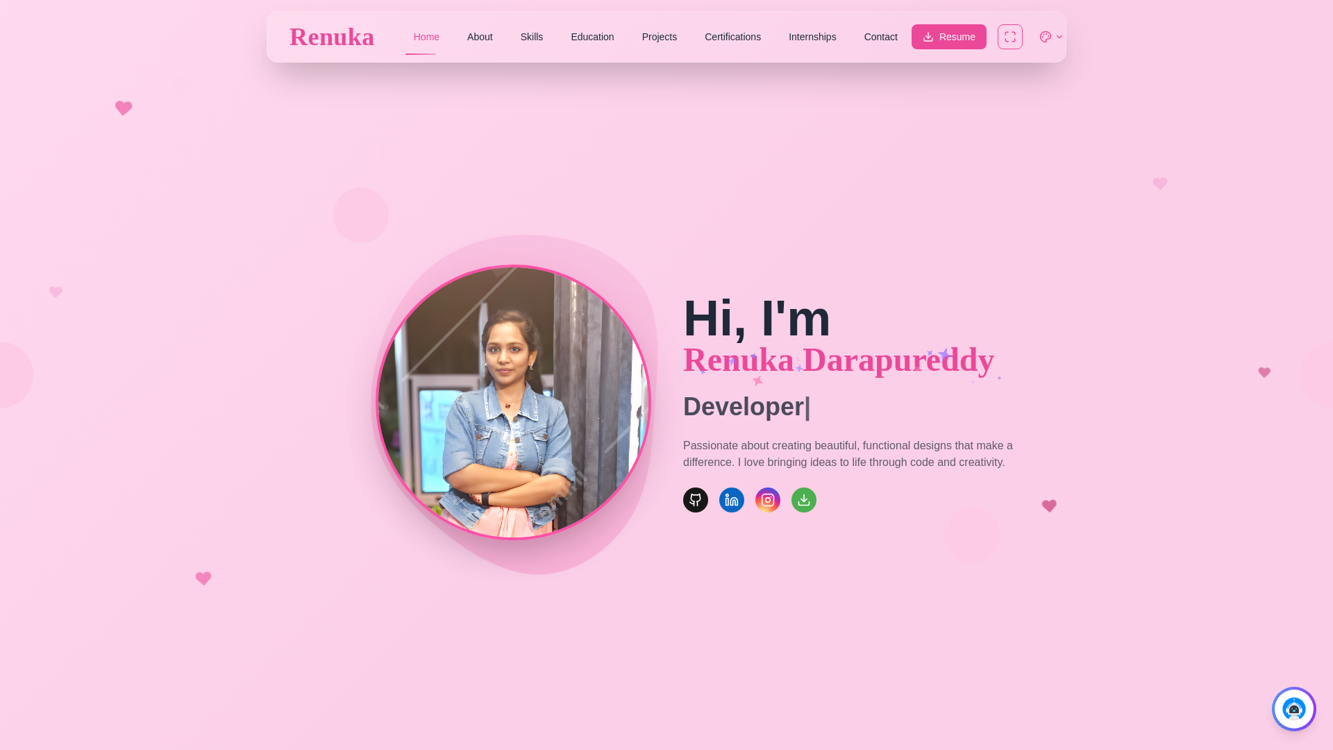website screenshot of https://renukadarapureddy.me/