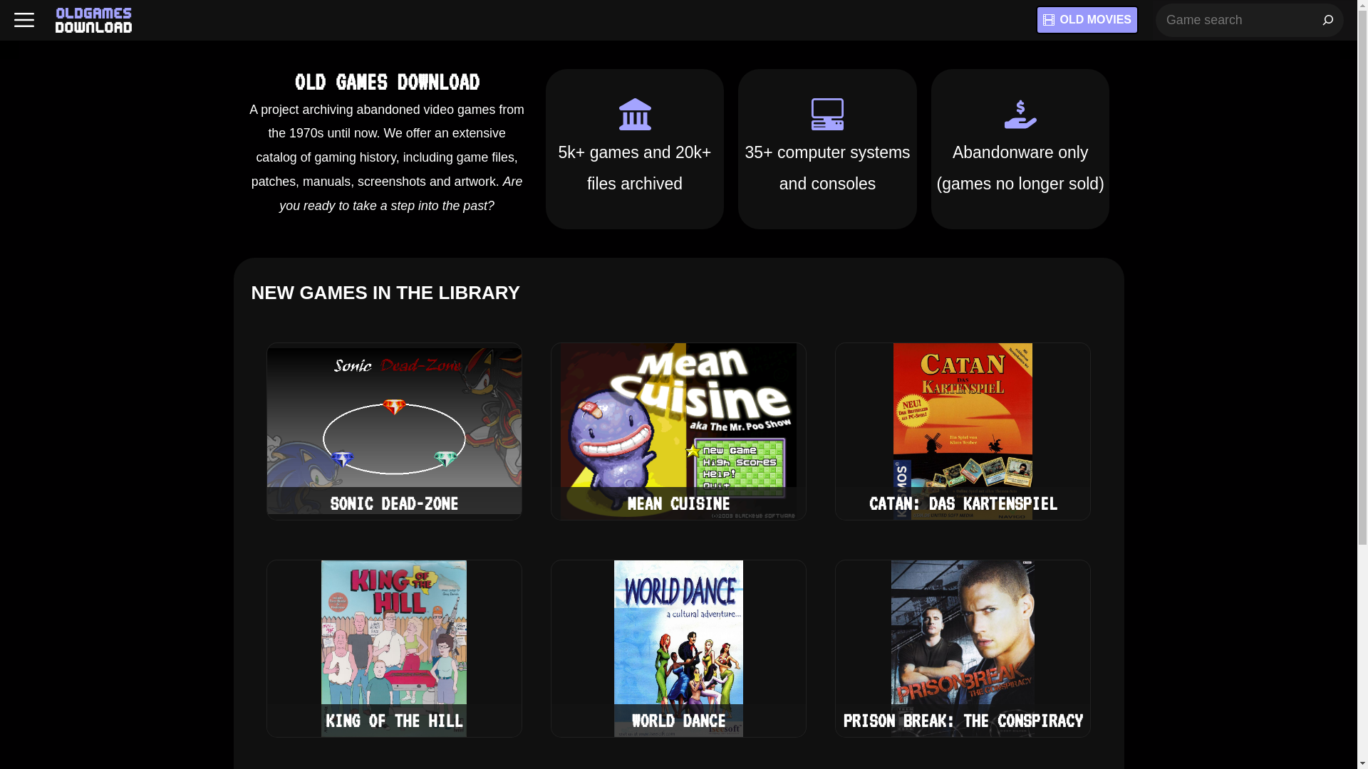 website screenshot of https://oldgamesdownload.com/