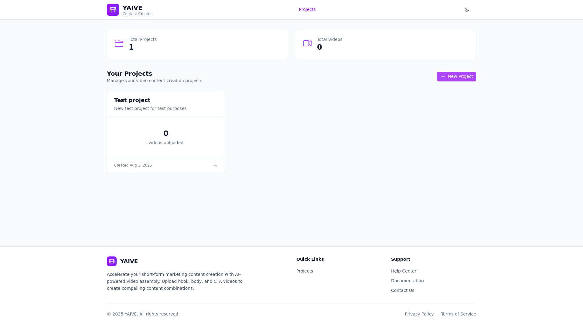 website screenshot of https://yaive.pages.dev/