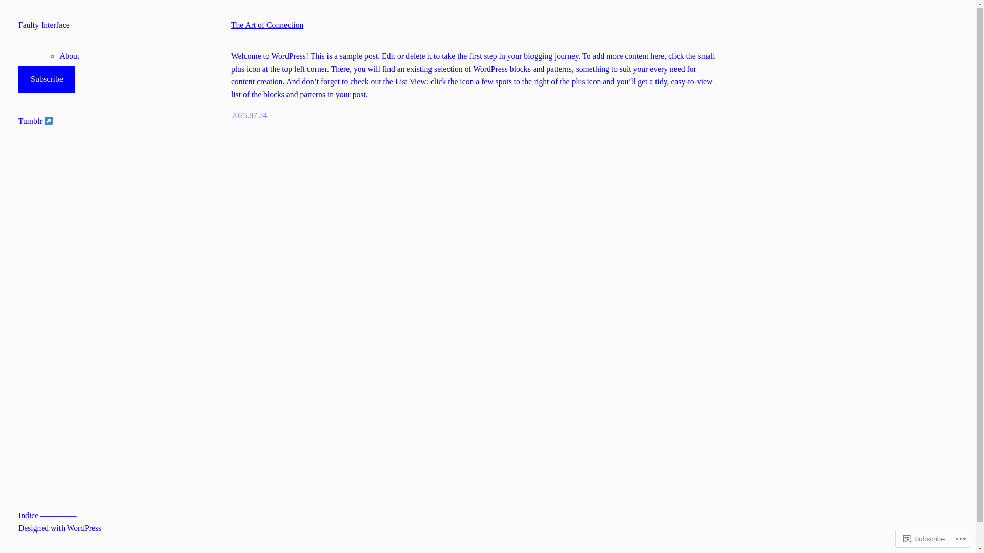website screenshot of https://faultyinterface.blog/