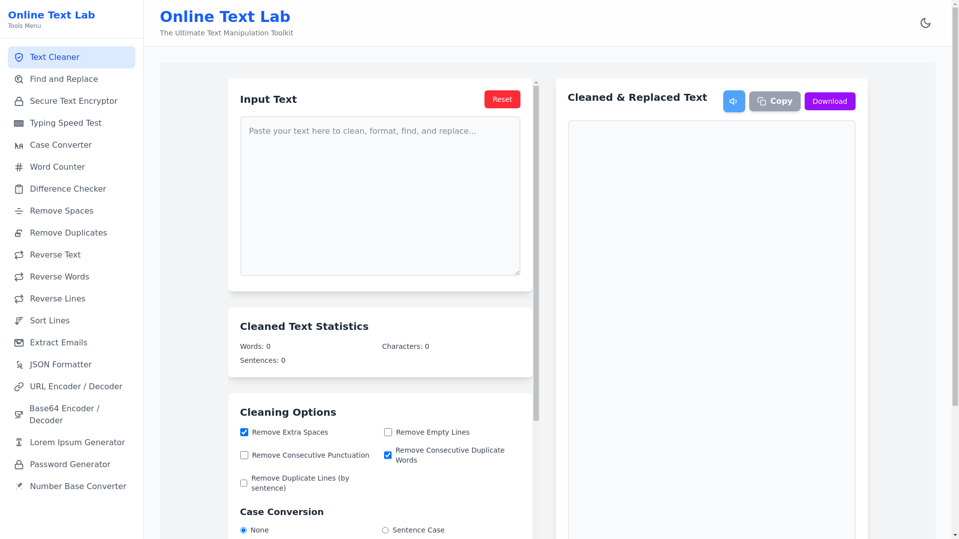 website screenshot of https://online-text-lab.pages.dev/