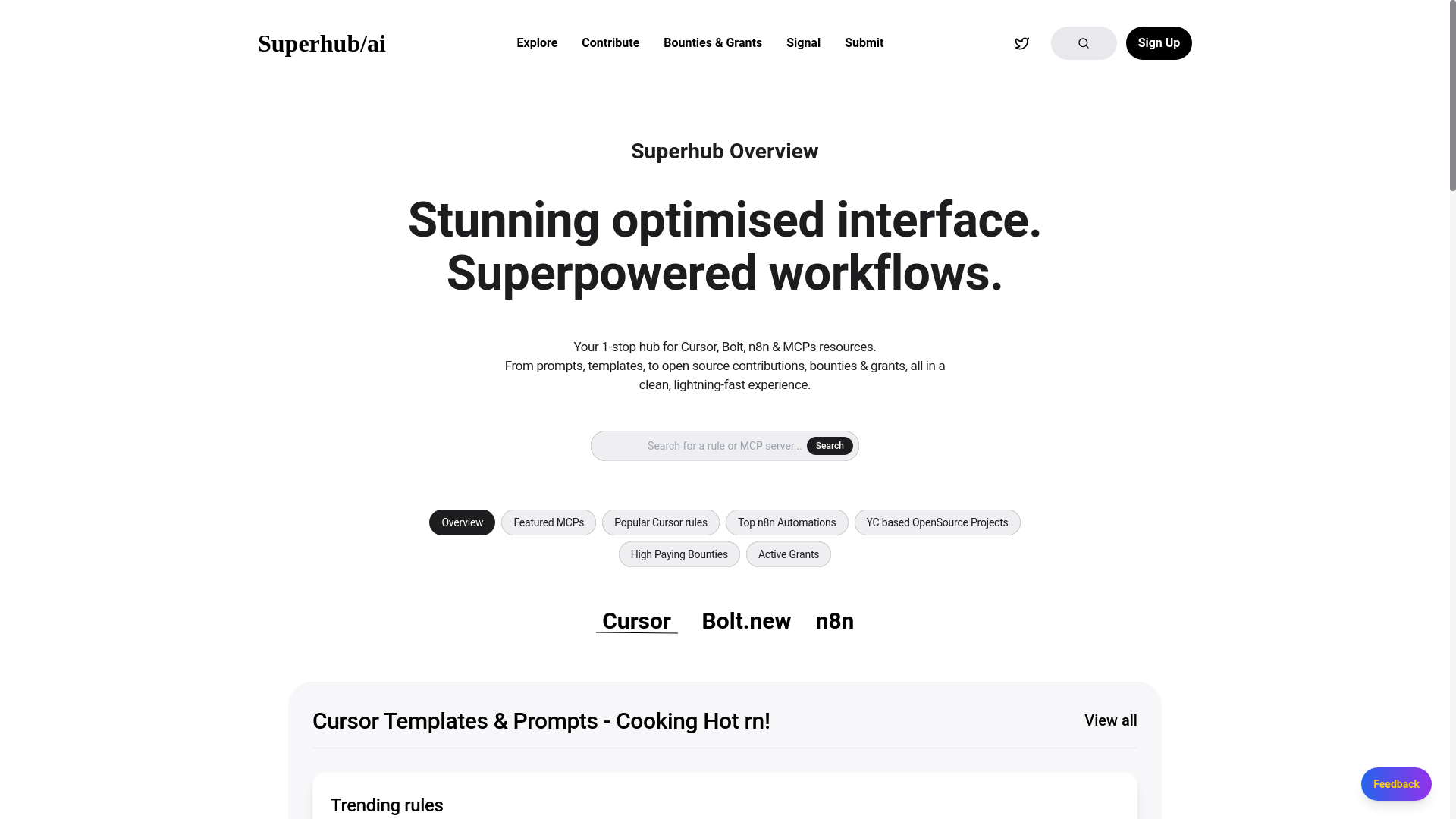 website screenshot of https://superhubai.pages.dev/