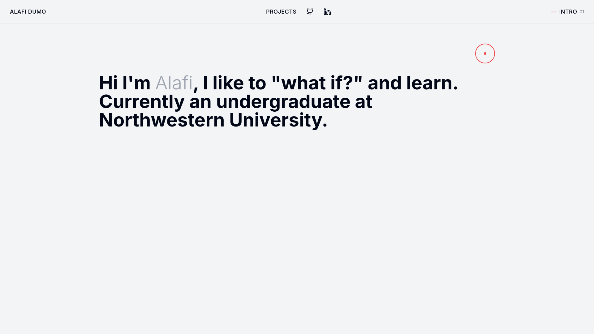 website screenshot of https://alafi.dev/