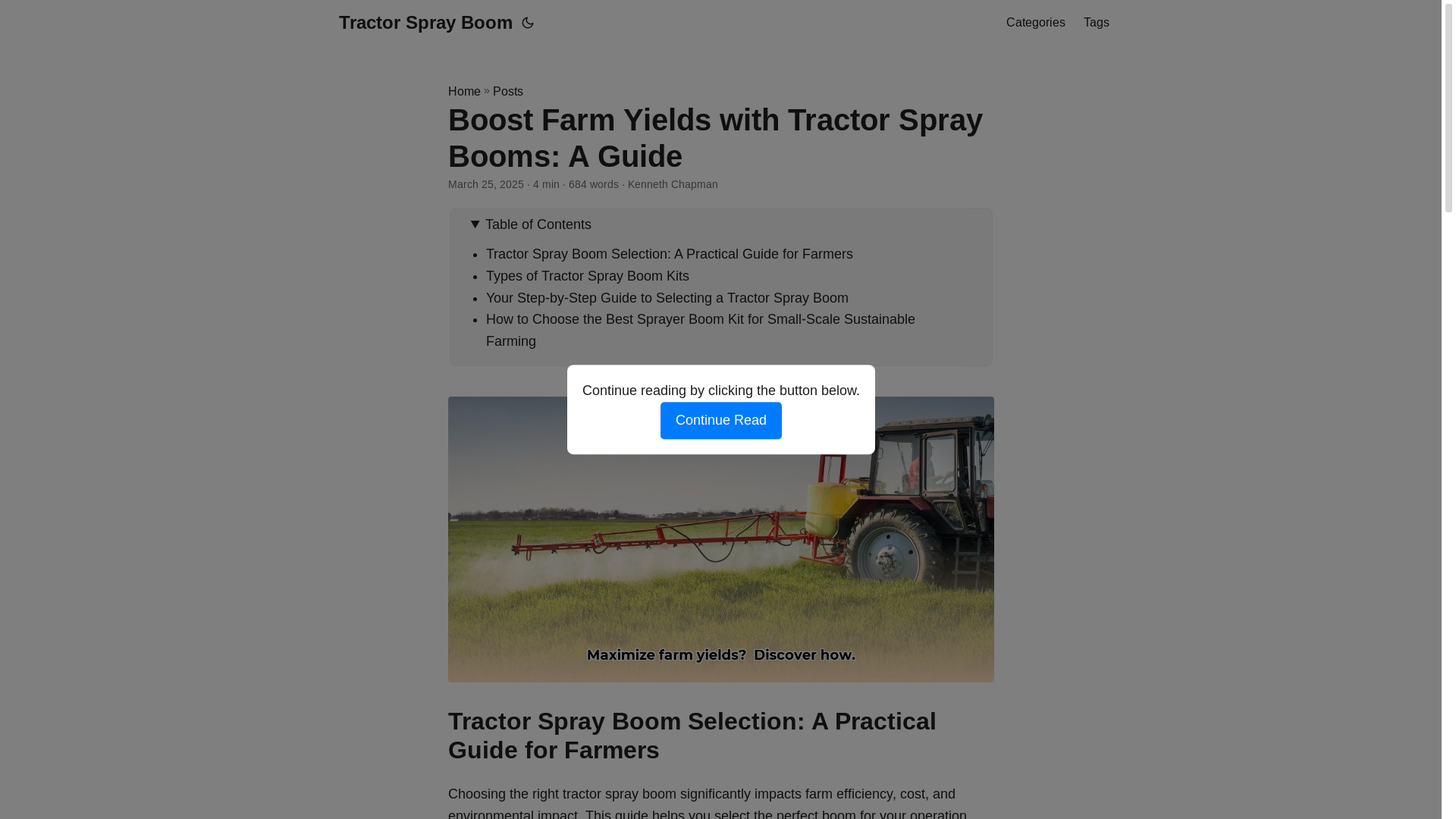 website screenshot of https://tractor-spray-boom.pages.dev/