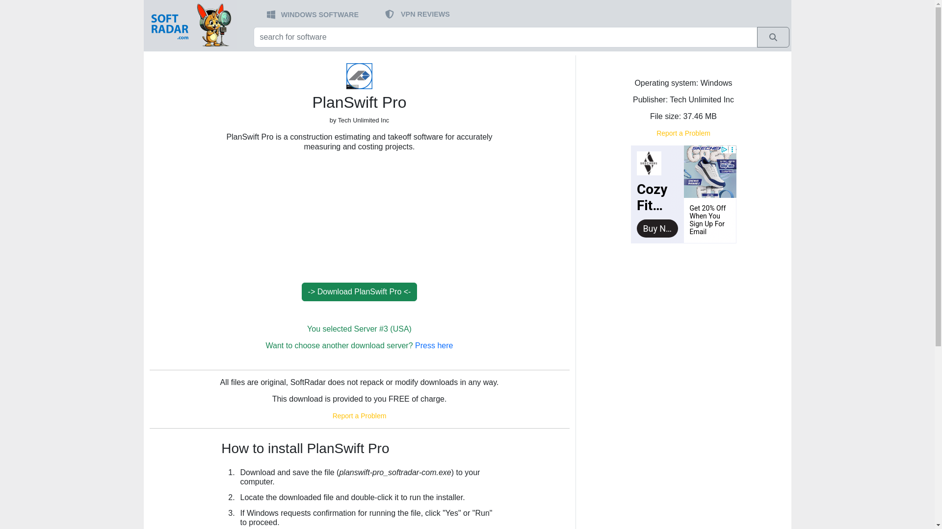 website screenshot of https://softradar.com/planswift-pro/download/us/