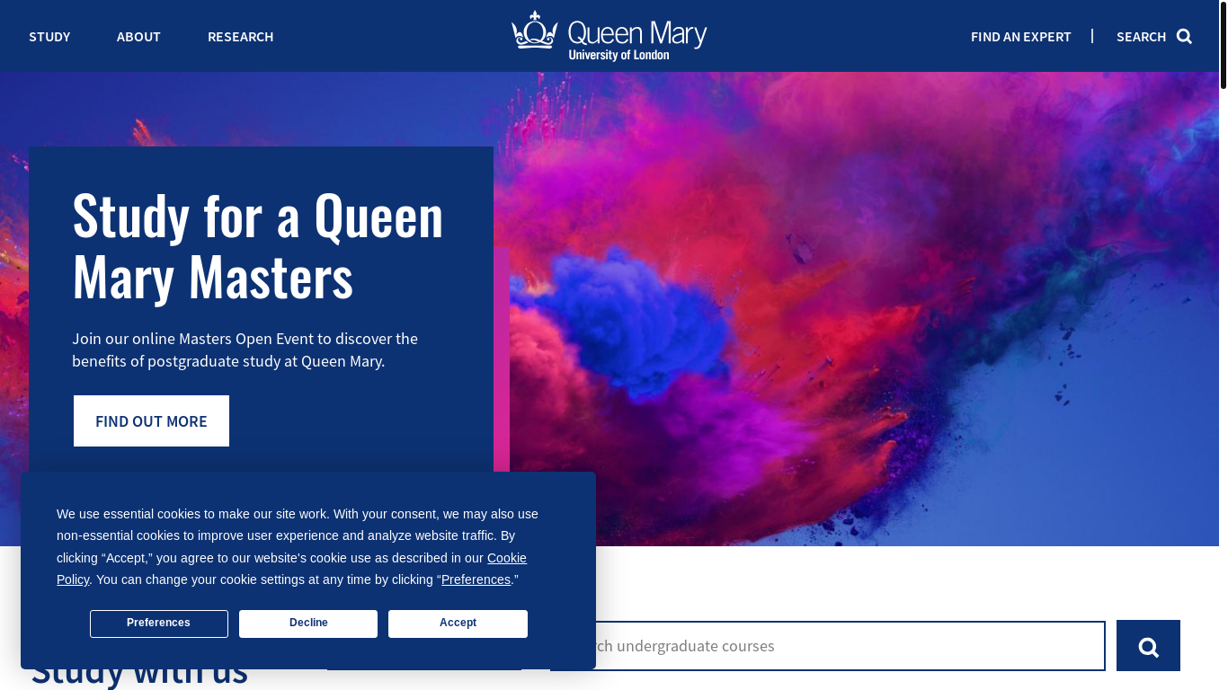 website screenshot of https://qmul.ac.uk