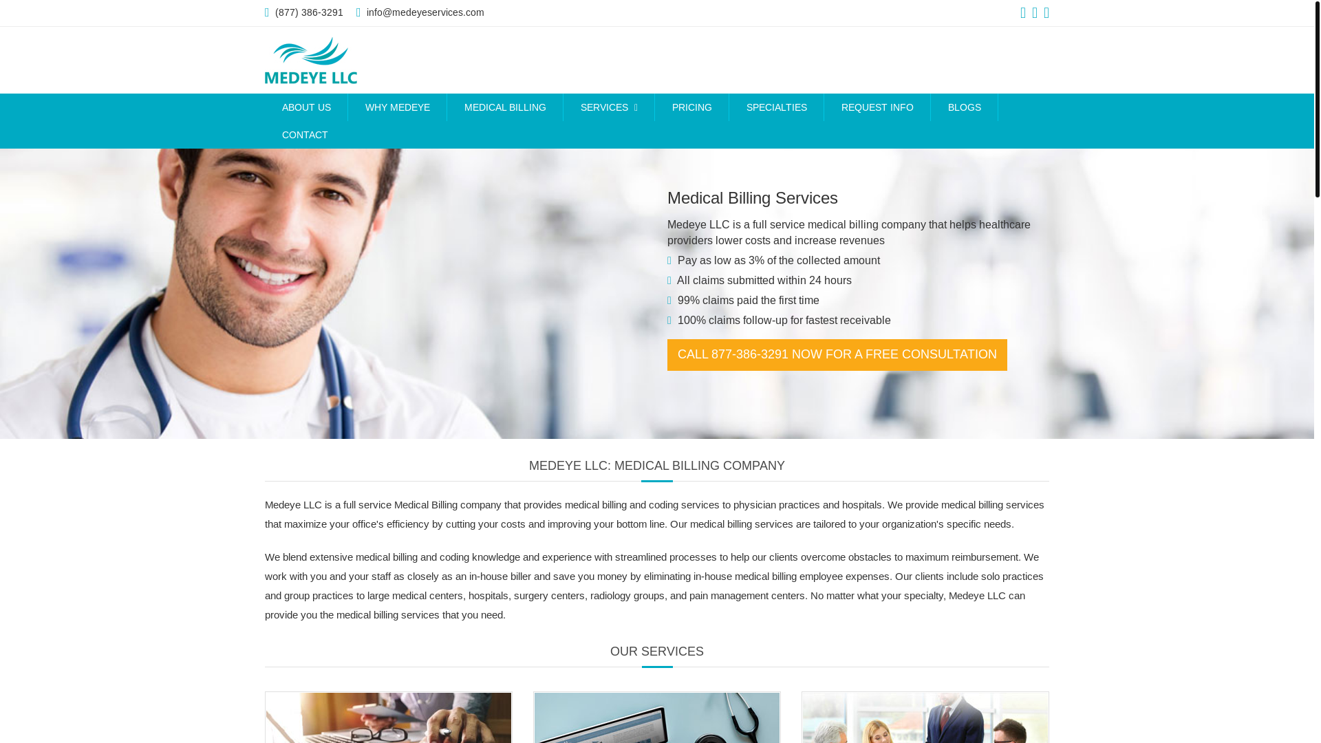 website screenshot of https://medeyeservices.one/