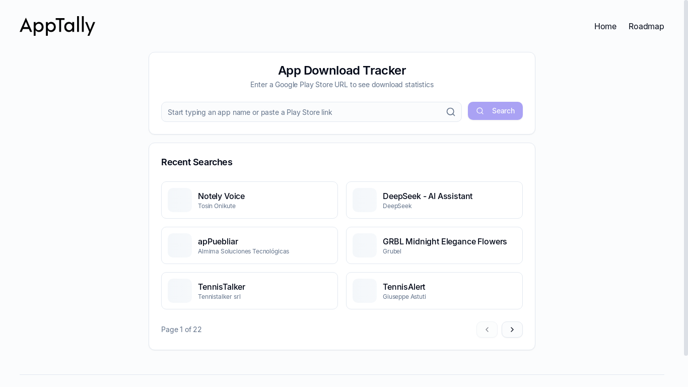 website screenshot of https://www.apptally.net/